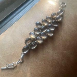 Smokey Quartz crystal 925 sterling silver soldered bracelet